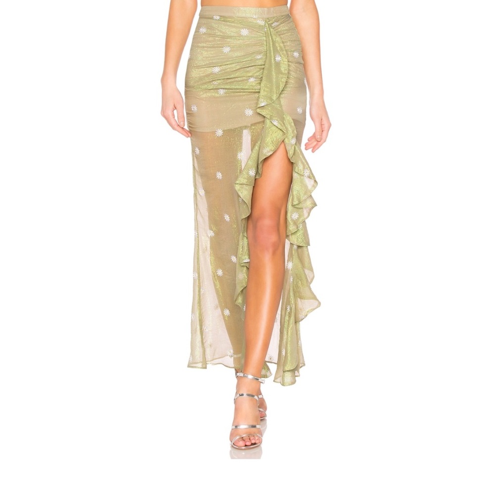 Bellisima Maxi Skirt in Mermaid Sheer Green by NBD